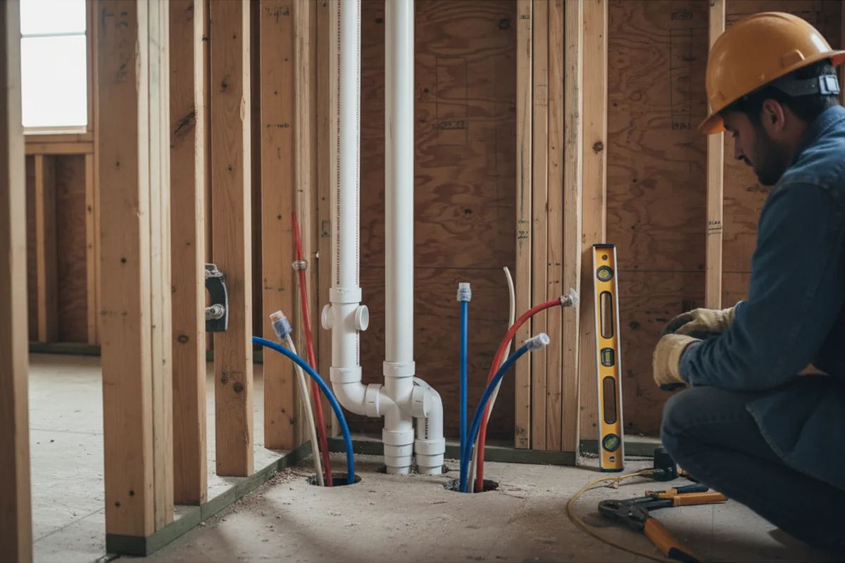 Drain and supply rough-in during Sump Pump Repair in Elrama